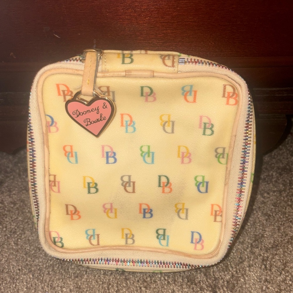 Vintage Dooney & Bourke Multi Color Logo Jewelry Travel Case RARE